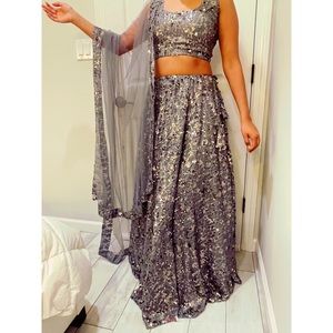 Beautiful Gray Ethnic Indian Lehenga